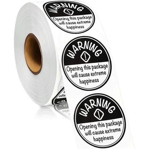Ronde Waarschuwing Extreme Happiness Stickers Rol Voor Geschenkverpakking Afdichting Humor Decoratieve Labels Zwart Wit