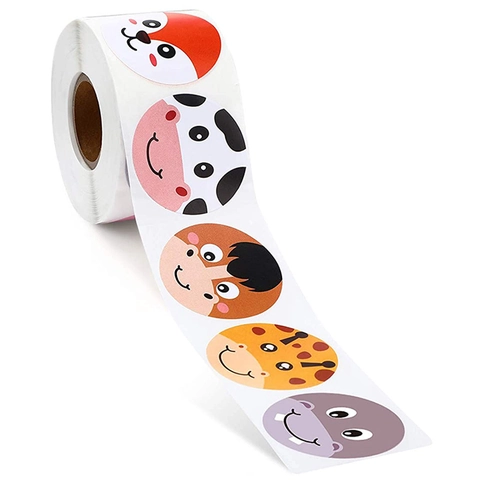 Simpatici Adesivi Premio Animali Cartone Animato Per Bambini Motivazione Insegnante Articoli Per La Scuola Etichette Decorative Autoadesive Rotolo Di Adesivi Etichette Animali