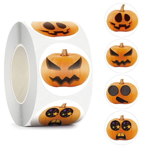 Halloween Gestrichenes Papier Kürbis Gesicht Aufkleber Cartoon DIY Dekorative Etiketten Für Party Scrapbooking Selbstklebende Aufkleber
