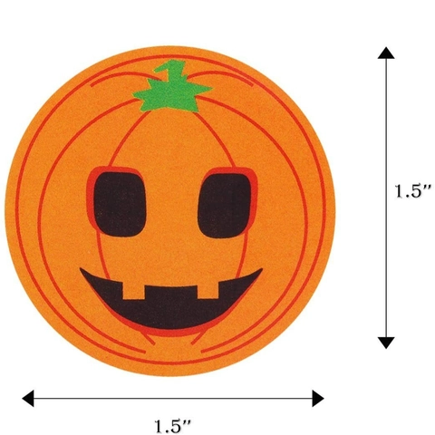 500 Blatt Halloween Kürbis Gesicht Rollenaufkleber Rund Orange Jack-O'-Lantern Haftetiketten Für Party Deko Geschenkverpackung