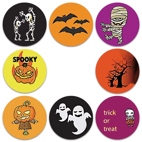Halloween Ronde Sticker Rol Geest Pompoen Vleermuis Skelet Patronen Feestelijke Party Decoratie Cadeau Labels Stickers