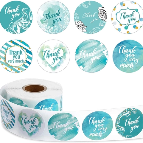 Adesivi Grazie Floreali Acquerello Etichette Adesive Tonde per Confezioni Regalo Matrimonio Festa Affari Buste Decorazione