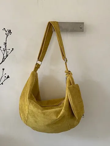 Women Suede Hobo Bag Large Capacity Shoulder Bag With Matching Pouch Minimalist Solid Color Commuter Tote Handbag