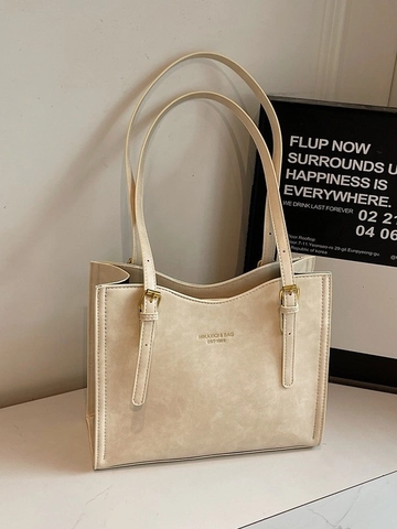 Women Retro Large Capacity PU Leather Tote Bag Commuter Underarm Shoulder Handbag With Adjustable Strap Solid Color
