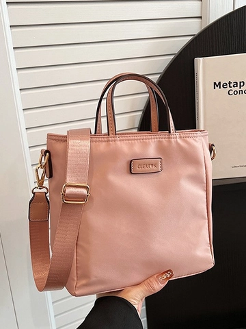 Bolso Cubo de Nailon para Mujer Bolso de Mano Informal para Conmutar Con Correa de Hombro Ancha Ajustable Color Sólido