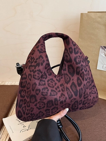 Vintage Wildleder Handtasche Mit Leopardenmuster Für Damen Retro Tierische Muster Schulter Umhängetasche 2025 Herbst Mode Tote