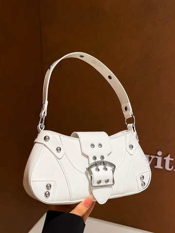 Borsa a Spalla da Donna Vintage in Pelle PU Y2K Fibbia in Metallo Borchie Borsa a Tracolla Punk Moda Streetwear Borsa a Mano