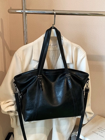 Borsa Tote da Donna in Pelle PU Retrò Grande Capacità Borsa a Tracolla da Pendolare Con Rivetti a Stella Tracolla Rimovibile