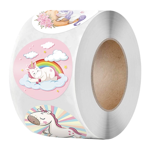 Adesivi Premio Unicorno Cartone Animato Etichette Decorative Autoadesive Rotonde Per Bambini Insegnanti Scuola Adesivi