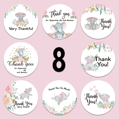 Cartoon Elefant Thank You Aufkleber Aquarell Floral Dekorativ Klebeetiketten Für Verpackung Scrapbooking Schreibwaren