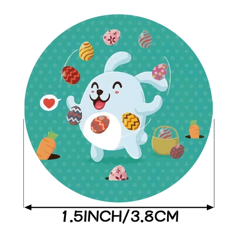 Adesivi Rotondi a Forma di Coniglio Cartone Animato di Pasqua Etichette Decorative in Carta Patinata per Sigillare Regali