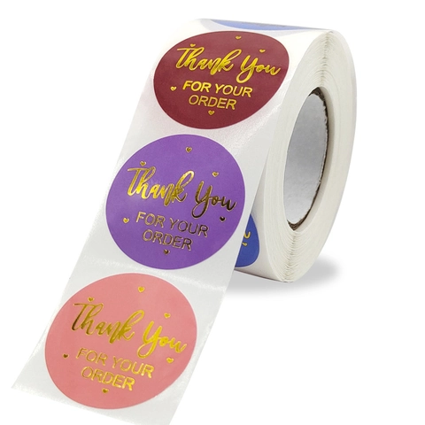 Adesivi in Lamina d'Oro Thank You For Supporting My Small Business Rotolo Rotondo Etichette Sigillo Adesivo Decorazione Imballaggio Regalo