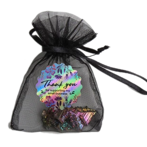Holographic Thank You For Supporting My Small Business Stickers Floral Laser Scalloped Roll Labels For Gift Packaging