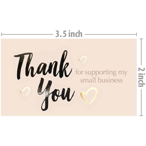Rosa Thank You For Supporting My Small Business Karte Gold Herz Bedruckt Business Paketbeilage Firmen Dankeskarte
