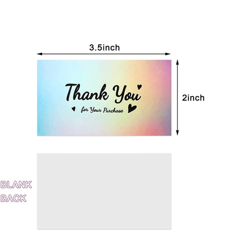 Biglietti di Ringraziamento Olografici per Piccole Imprese Design con Cuore Sfumato Arcobaleno Supporto per la Mia Attività Regalo di Apprezzamento Inserti per Imballaggio