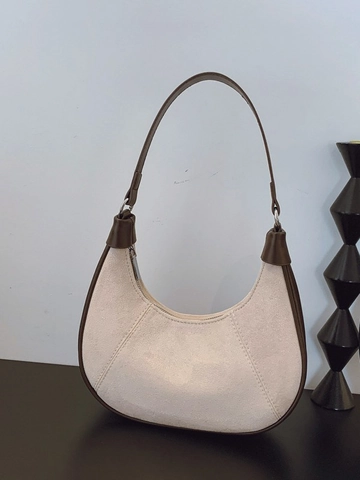Borsa Hobo Mezzaluna in Pelle PU Vintage Francese per Donna Borsa a Spalla Sottobraccio con Cuciture Patchwork Retro