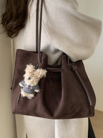 Retro Suede Texture PU Leather Large Capacity Tote Bag Minimalist Shoulder Bag Casual Elegant Daily Work Handbag For Women