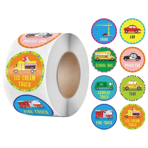 Cartoon Transport Belohnungsaufkleber Für Kinder Pädagogische Schule Motivation Belohnungsaufkleber Rolle Mehrfarbige Cartoon Fahrzeug Scrapbooking Etiketten Dekor