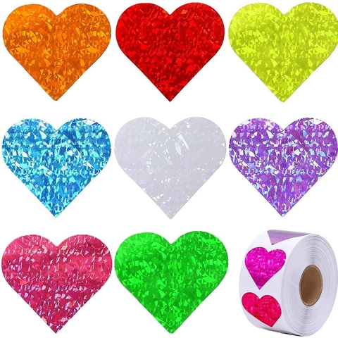 Rotolo di Adesivi Olografici a Cuore Laser Glitter Adesivi a Forma di Cuore per San Valentino Scatola Regalo Sigillo Busta Etichette Romantiche
