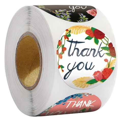 Rolle Runde Aquarell Blumen Thank You Aufkleber Dekorative Siegel Etiketten Für Hochzeit Party Geschäft Geschenkverpackung Scrapbooking Bedarf