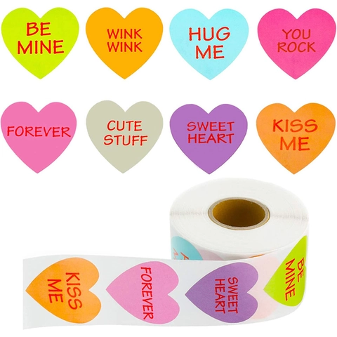 Heart Valentine's Day Stickers With Multiple Patterns Romantic Letter Adhesive Labels For Gift Wrapping Greeting Card Decoration