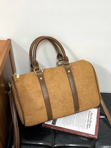 Borsa a Tracolla Boston Vintage Donna Pelle PU Smerigliata Grande Capacità Borsa a Cuscino Retro Handbag a Tracolla Pendolare Con Cuciture