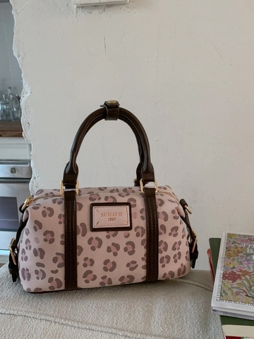 Dames Retro Roze Luipaardprint Boston Tas Mode PU Leer Schoudertas Crossbody Handtas Met Klinknagelbodem Voor Dagelijks Gebruik