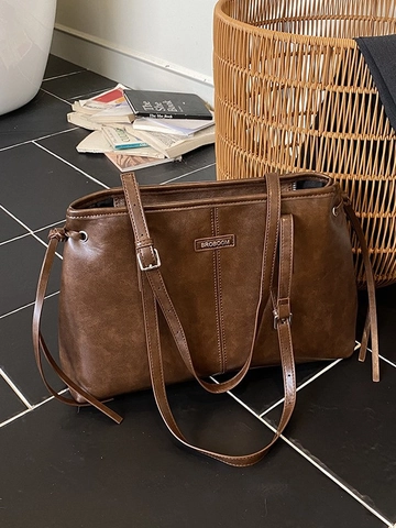Women's Retro PU Leather Tote Bag Large Capacity Leopard Print Underarm Shoulder Bag Vintage Minimalist Commuter Handbag