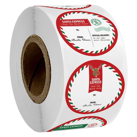 Pegatinas de Regalo de Navidad de Papel Kraft Etiquetas Postales Santa Express Polo Norte Pegatinas de Sello Decorativas
