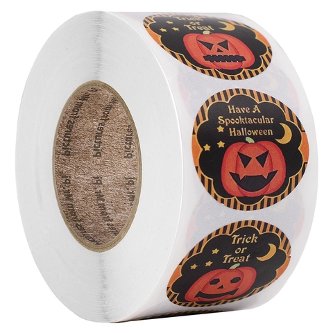 Halloween Kürbis Runde Kraftpapier Aufkleber Bedruckt Selbstklebend Trick Or Treat Dekorative Party Etiketten Für Geschenke