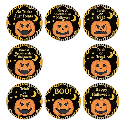 Halloween Kürbis Runde Kraftpapier Aufkleber Bedruckt Selbstklebend Trick Or Treat Dekorative Party Etiketten Für Geschenke