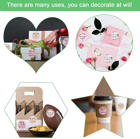 Rotolo di Adesivi Thank You For Supporting My Small Business Rotondi Floreali Cuore Etichette per Piccole Imprese Imballaggio Regalo