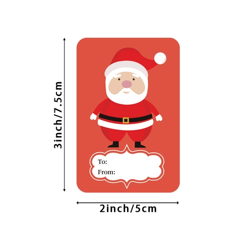 Rollo de Etiquetas Adhesivas de Regalo de Navidad Patrón de Papá Noel Muñeco de Nieve Papel Kraft Decorativo Navideño