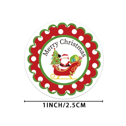 500Pcs Christmas Roll Stickers Round Kraft Paper Merry Christmas Labels Santa Claus Reindeer Holiday Gift Sealing Decals
