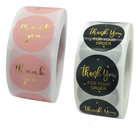 Etichette Round Thank You in Lamina d'Oro Per Il Tuo Ordine Motivo a Cuore Adesivi per Sigillatura Confezioni Regalo