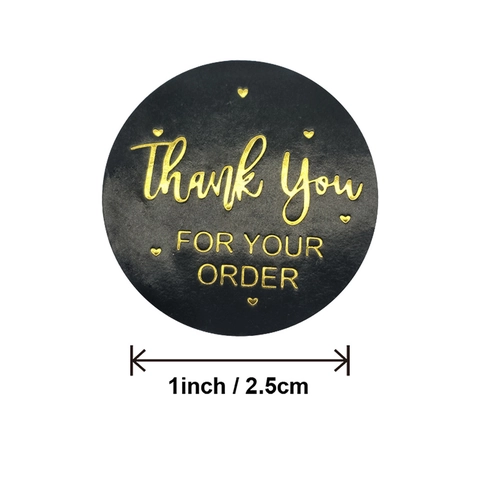 Etichette Round Thank You in Lamina d'Oro Per Il Tuo Ordine Motivo a Cuore Adesivi per Sigillatura Confezioni Regalo