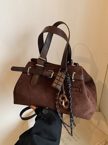 Vintage Matt PU-Leder Tote Bag Große Kapazität Damen Retro Schulter Umhängetasche Minimalistisches Design Ziernaht Handtasche