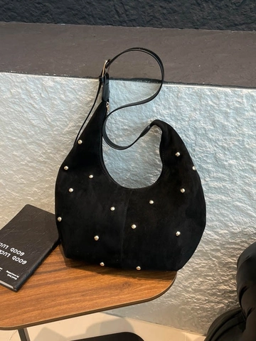 Damen Wildleder Tragetasche Mit Nietendekoration Minimalistische Hobo Schultertasche Mit Großer Kapazität Für Den Alltag Handtasche