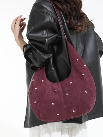 Damen Wildleder Tragetasche Mit Nietendekoration Minimalistische Hobo Schultertasche Mit Großer Kapazität Für Den Alltag Handtasche