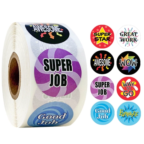 Roll Of Motivational Reward Stickers For Kids Teachers School Classroom Encouragement Stickers Round Self Adhesive Labels