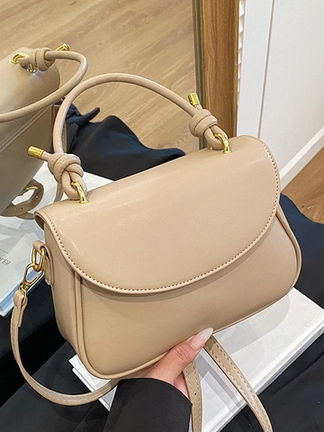 Borsa Piccola Quadrata da Donna Moderna in Pelle PU Con Manico a Nodo Hardware Dorato Retro Borsa a Tracolla Per Pendolarismo