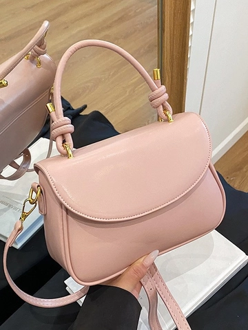 Borsa Piccola Quadrata da Donna Moderna in Pelle PU Con Manico a Nodo Hardware Dorato Retro Borsa a Tracolla Per Pendolarismo