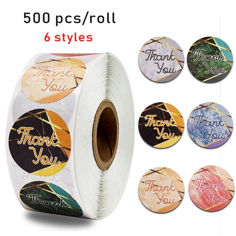 Adesivi di Ringraziamento in Marmo Tondi Linee Geometriche Oro Etichette per Confezioni Regalo Sigillatura Buste Decorazione Ufficio