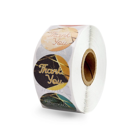 Adesivi di Ringraziamento in Marmo Tondi Linee Geometriche Oro Etichette per Confezioni Regalo Sigillatura Buste Decorazione Ufficio