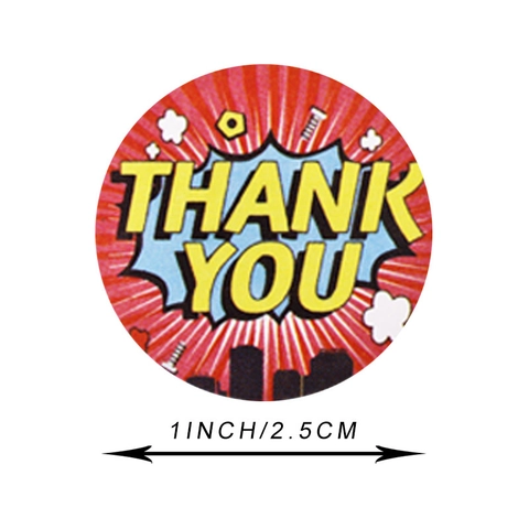 Pegatinas Thank You de Estilo Cómic para Envolver Regalos Etiquetas Selladoras Redondas Autoadhesivas para Decoración de Scrapbooking