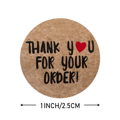 Thank You For Your Order Herz Kraftpapier Aufkleber Rund Verschlussetiketten Für Kleingewerbe Backen Hochzeit Geschenkverpackung Rolle
