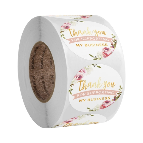 Blumige Thank You Aufkleber Rolle Selbstklebende Blumen Versiegelungsetiketten Für Geschenke Paket Small Business Dekor