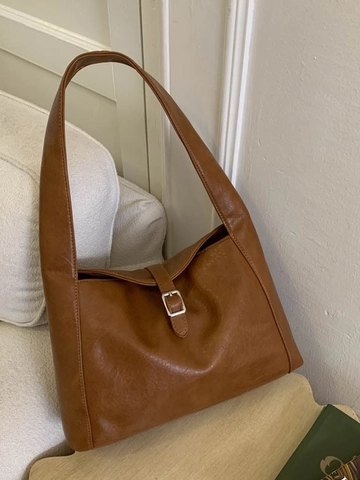 Minimalistische Vintage PU-Leder Unterarmtasche für Damen Halbmond Schultertasche mit Metallschnalle Retro Handtasche
