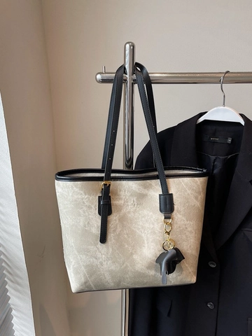 Borsa Tote Capiente Donna Pelle PU Motivo Pietra Borsa a Tracolla Con Ciondolo a Elefante Borsa a Mano per Ufficio Università Quotidiana