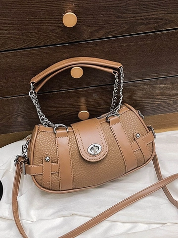 Borsa a Tracolla in Pelle PU Retrò Con Catena a Giunzione Per Donna Borsa Sottobraccio Vintage Borsa a Mano Alla Moda